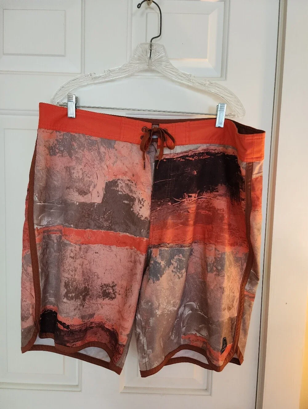 Prana High Seas Boardshorts Size 40 9in Inseam Orange Gray Gorpcore Swim Surf